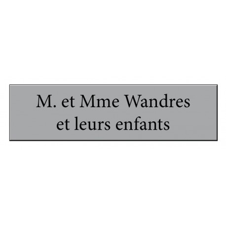 Plaque Laserplus - 93x25mm Standard - Fond Argent/Texte Noir